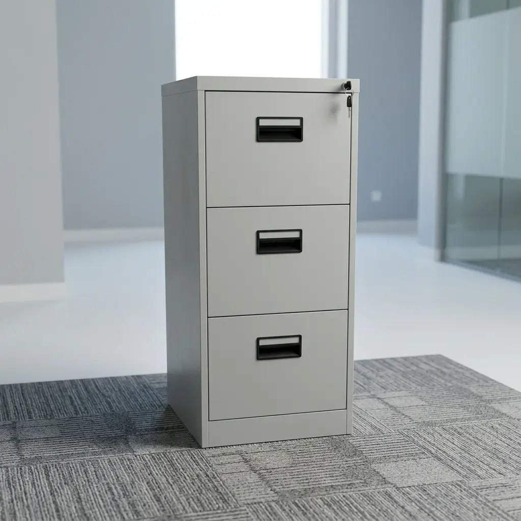 F2C310 White 3-Drawer Metal Filing Cabinet